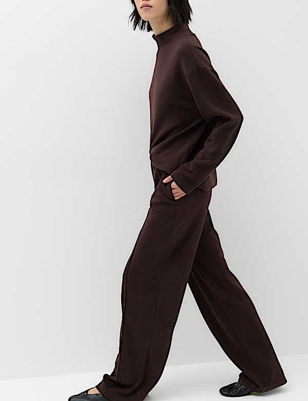 Cotton Rich Pintuck Wide Leg Trousers
