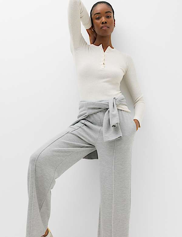 Cotton Rich Pintuck Wide Leg Trousers - MV