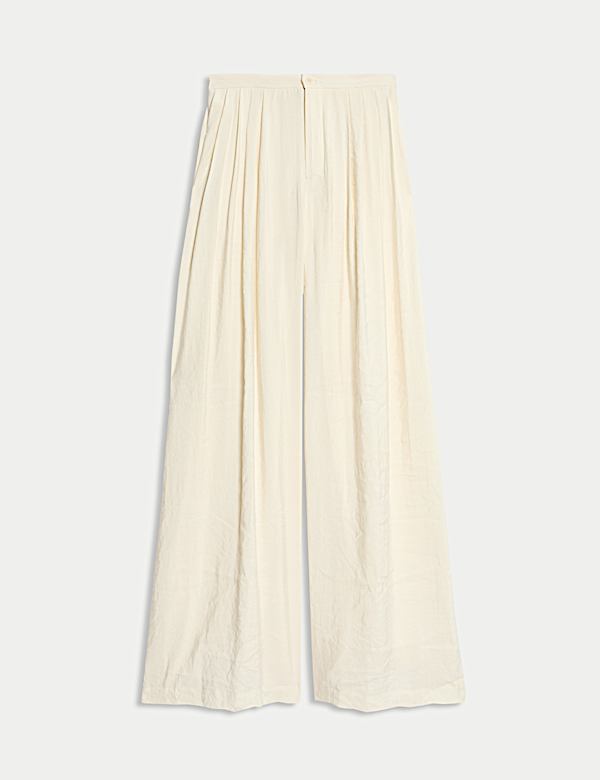 Pleated Palazzo Trousers - US
