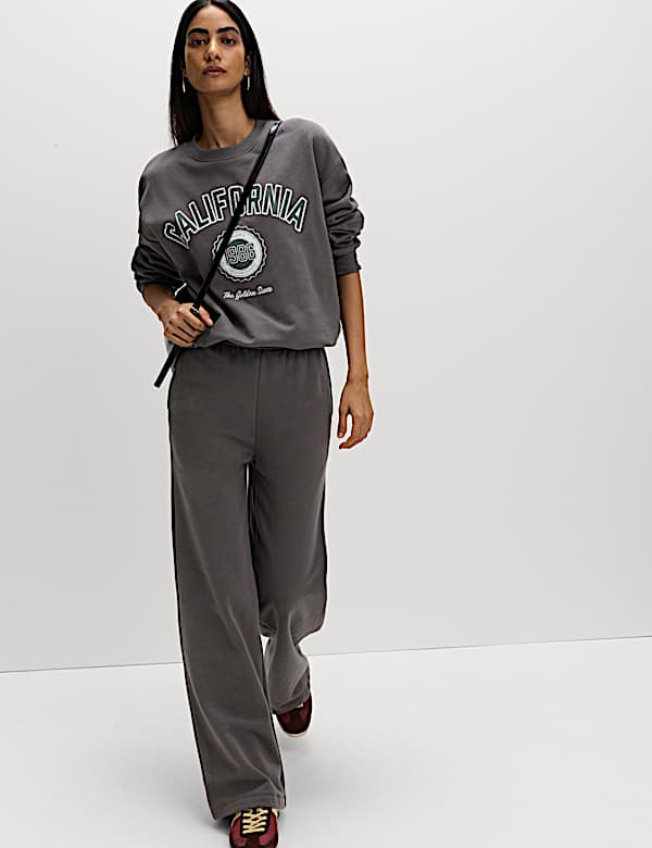 Cotton Rich Drawstring Wide Leg Joggers - GR