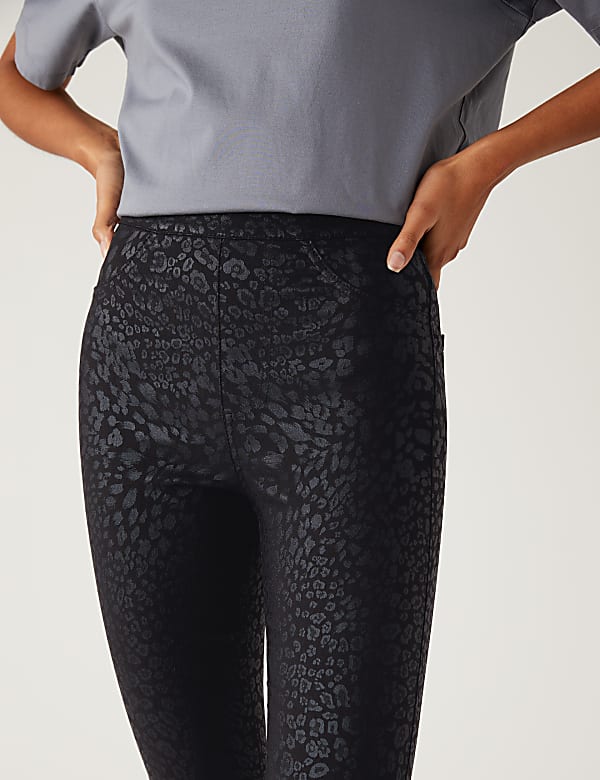 Printed Coated High Waisted Jeggings
