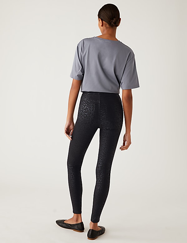 Printed Coated High Waisted Jeggings