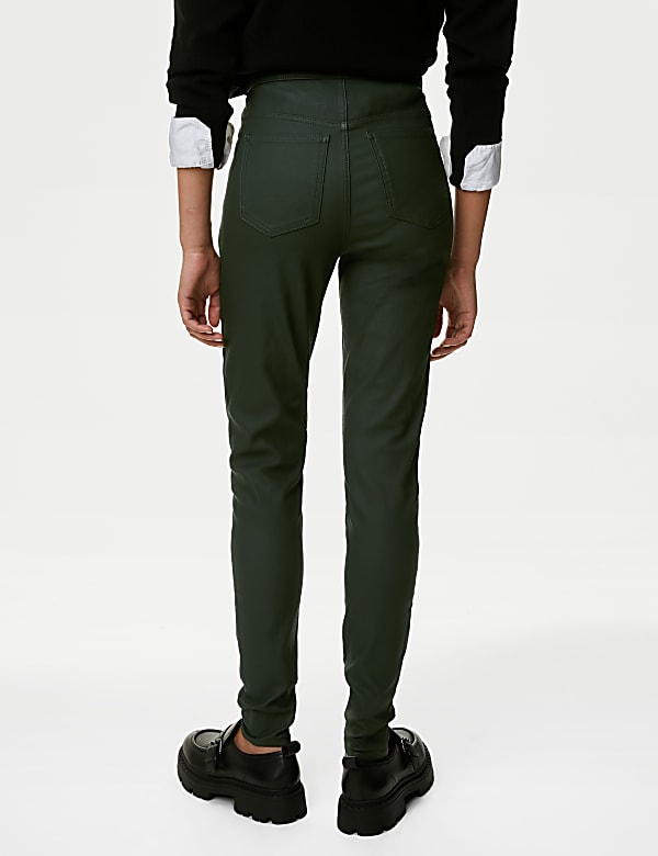 Coated High Waisted Jeggings - ID