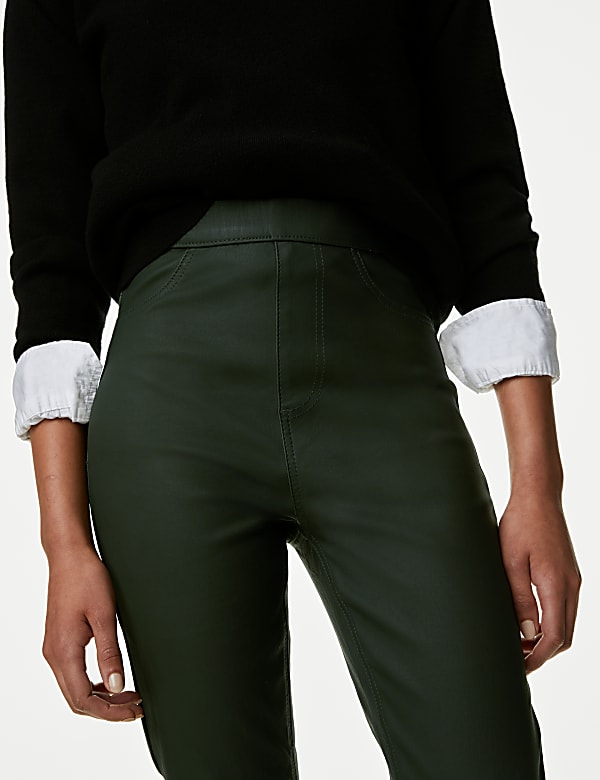 Coated High Waisted Jeggings - ID
