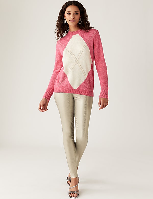 Ψηλόμεσο τζιν παντελόνι τύπου κολάν με επίστρωση - GR