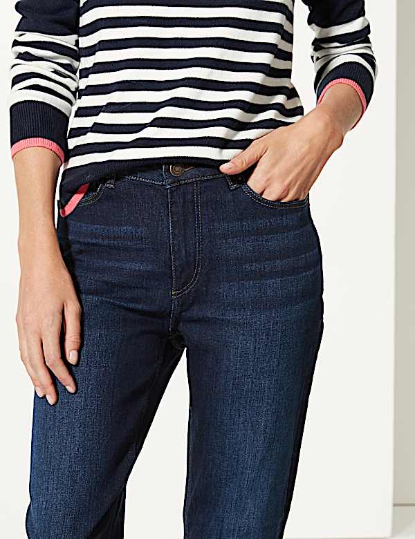 Mid Rise Relaxed Slim Leg Jeans