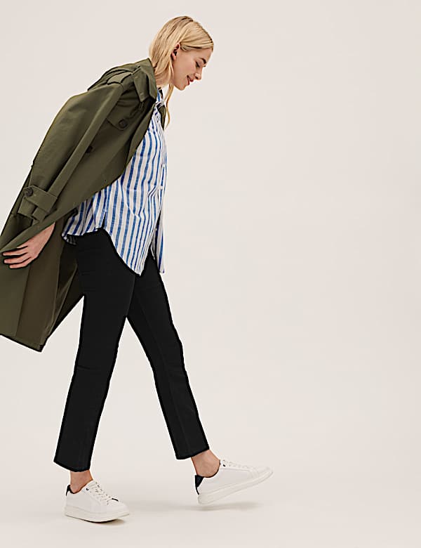 High Waisted Slim Flare Cropped Jeans