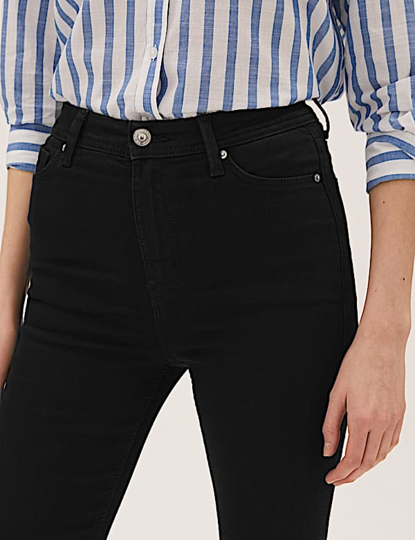 High Waisted Slim Flare Cropped Jeans