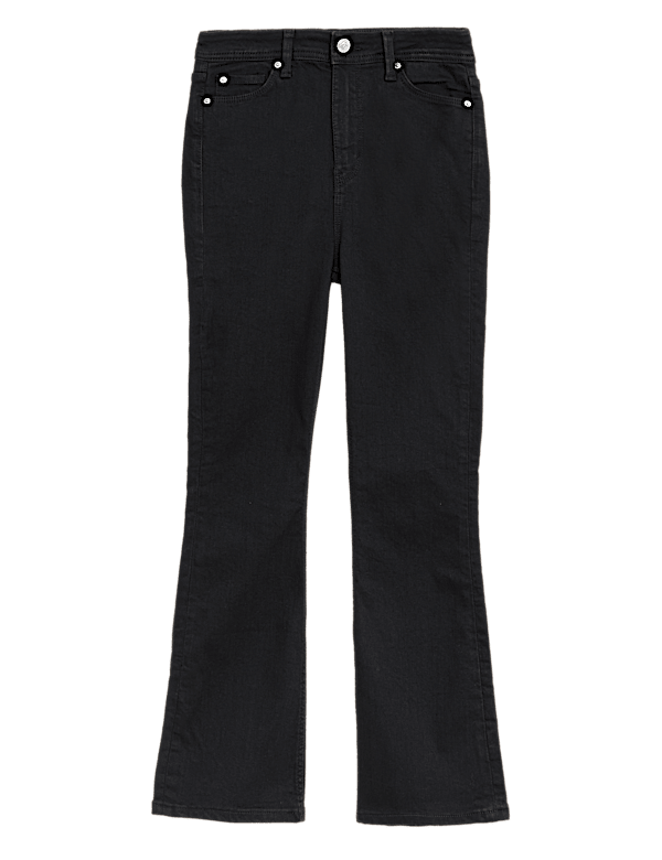 High Waisted Slim Flare Cropped Jeans