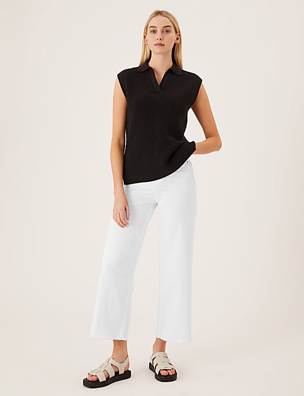 High Waisted Wide Leg Ankle Grazer Jeans