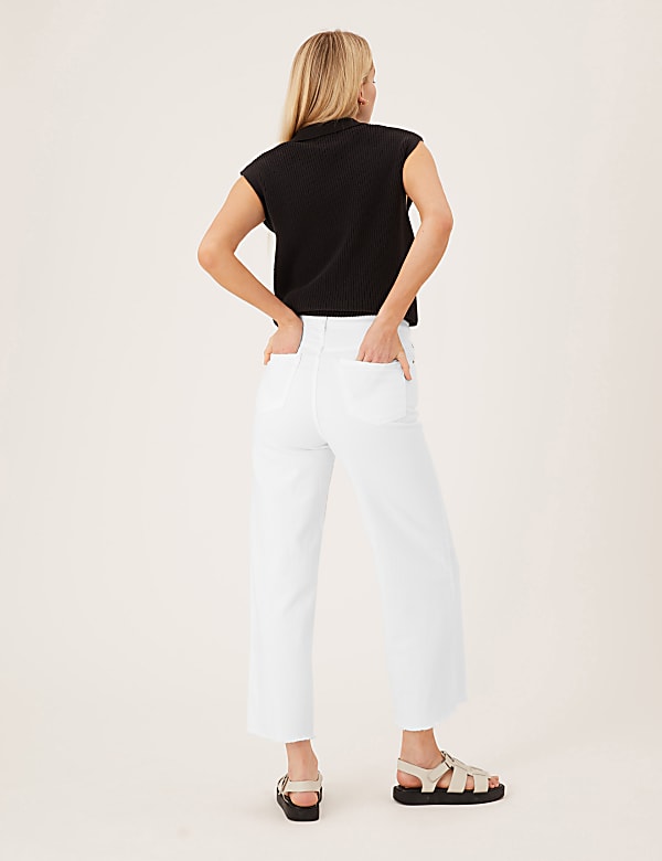 High Waisted Wide Leg Ankle Grazer Jeans