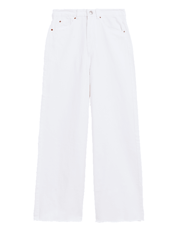 High Waisted Wide Leg Ankle Grazer Jeans