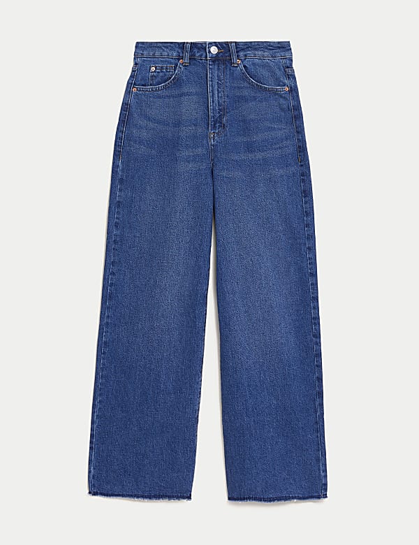 High Waisted Wide Leg Ankle Grazer Jeans