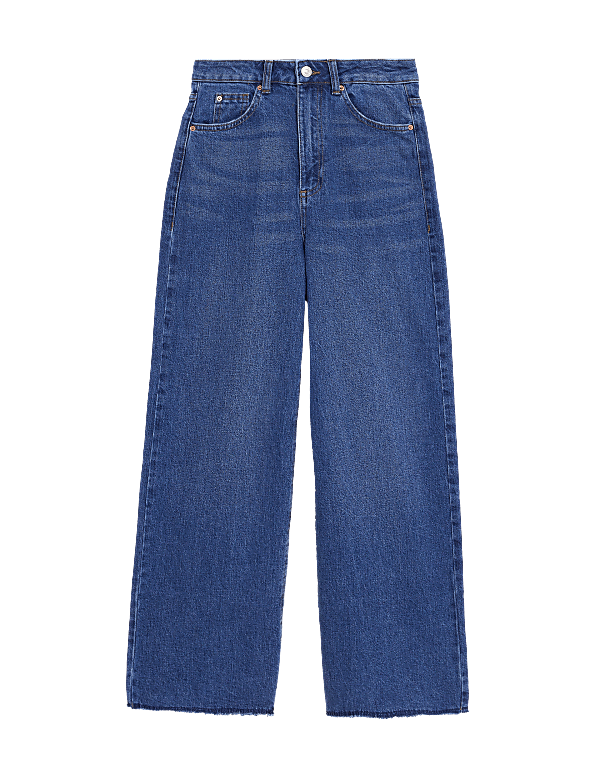 High Waisted Wide Leg Ankle Grazer Jeans