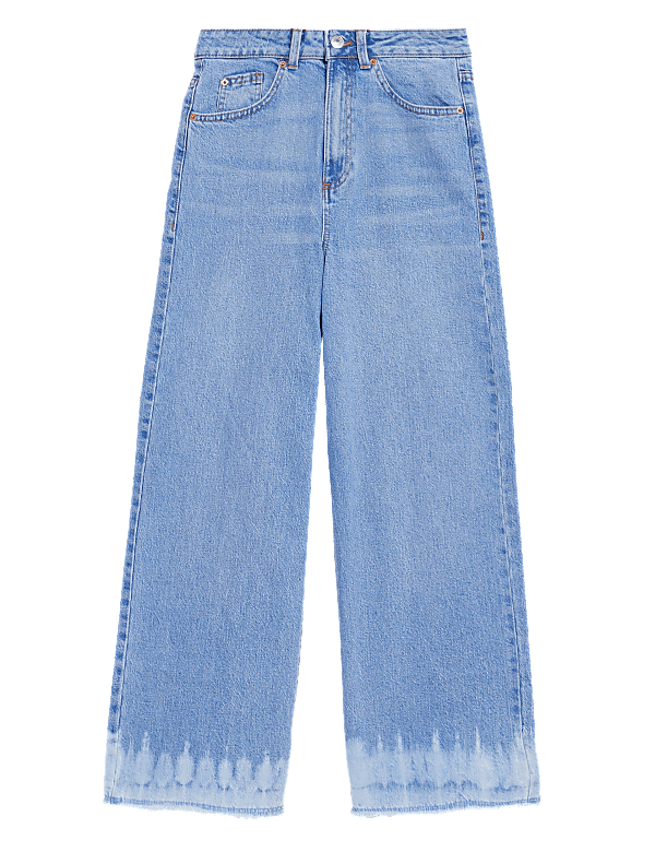 High Waisted Wide Leg Ankle Grazer Jeans