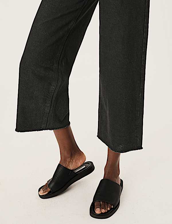 High Waisted Wide Leg Ankle Grazer Jeans