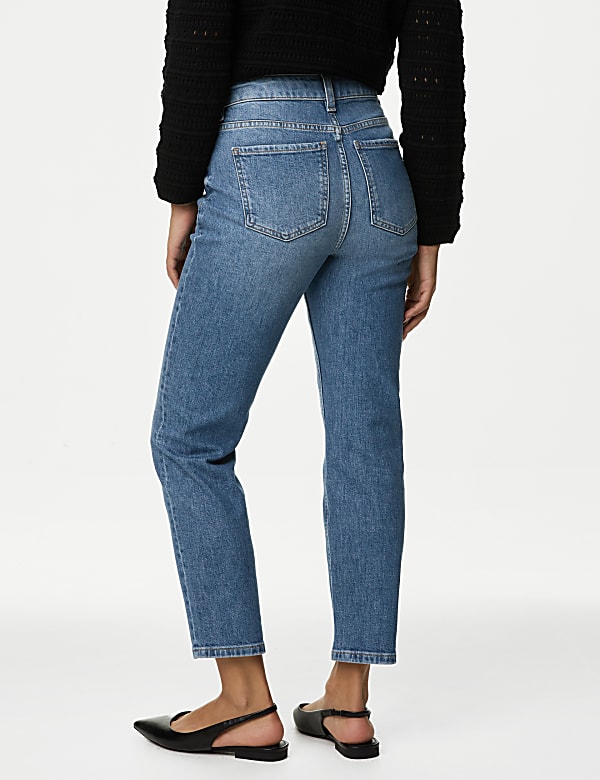 High Waisted Slim Fit Cropped Jeans