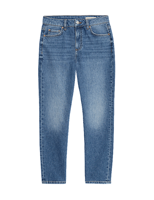 High Waisted Slim Fit Cropped Jeans