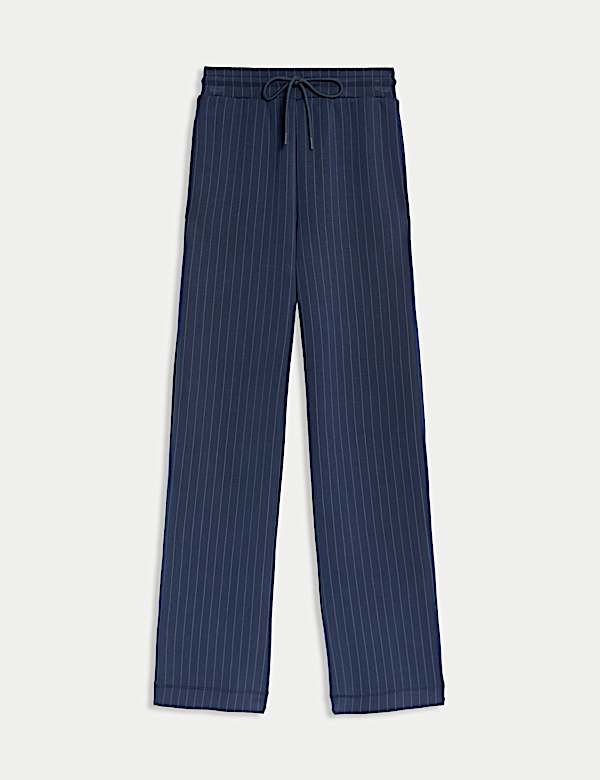 Modal Blend Striped Wide Leg Joggers - US