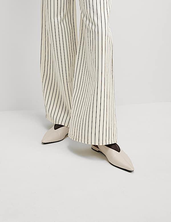 Pure Cotton Striped Wide Leg Trousers