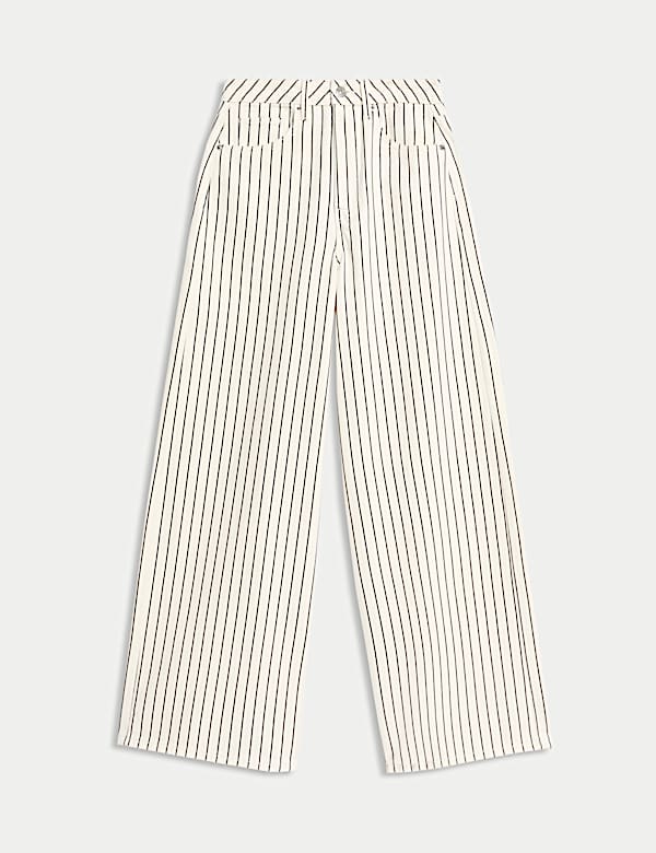 Pantalon coupe large 100 % coton à rayures - FR