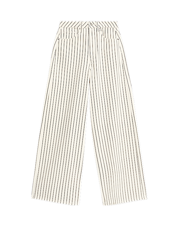 Pure Cotton Striped Wide Leg Trousers