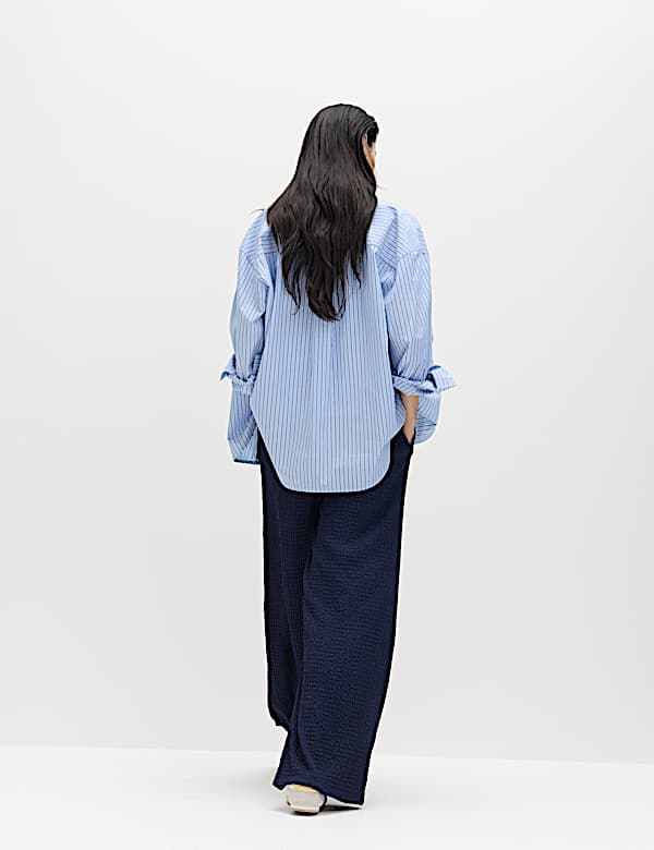 Pantalones de pata ancha con goma texturizados - US