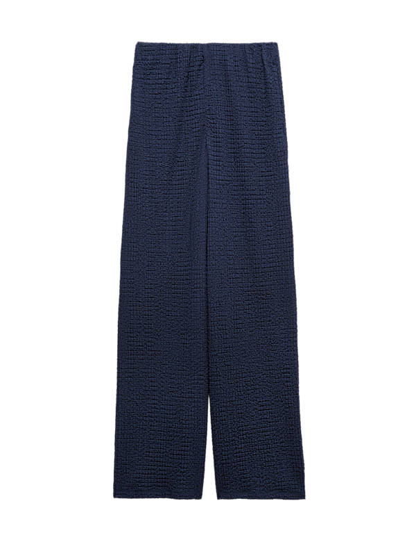 Textured Pull On Wide Leg Trousers