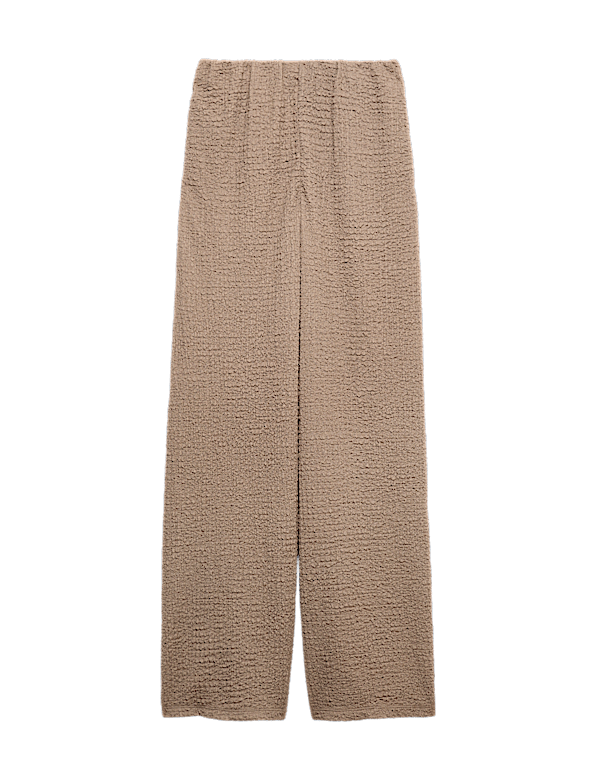 Textured Pull On Wide Leg Trousers