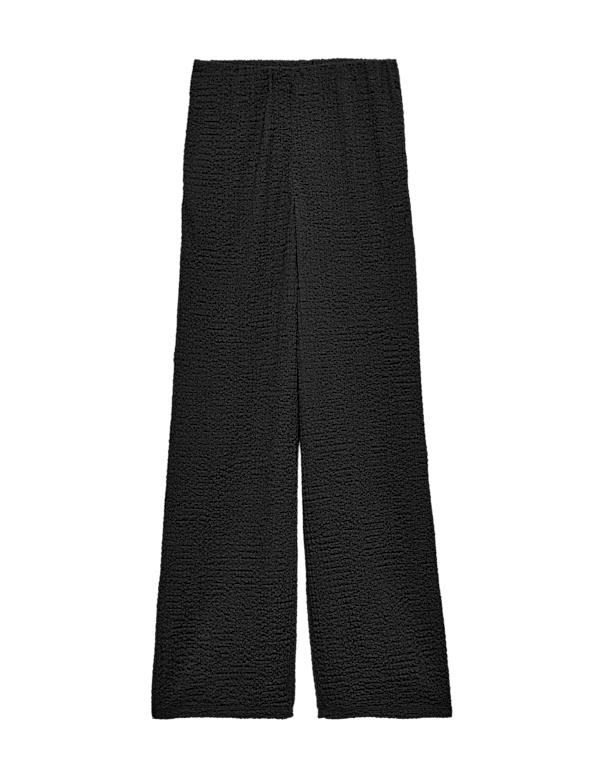 Textured Pull On Wide Leg Trousers