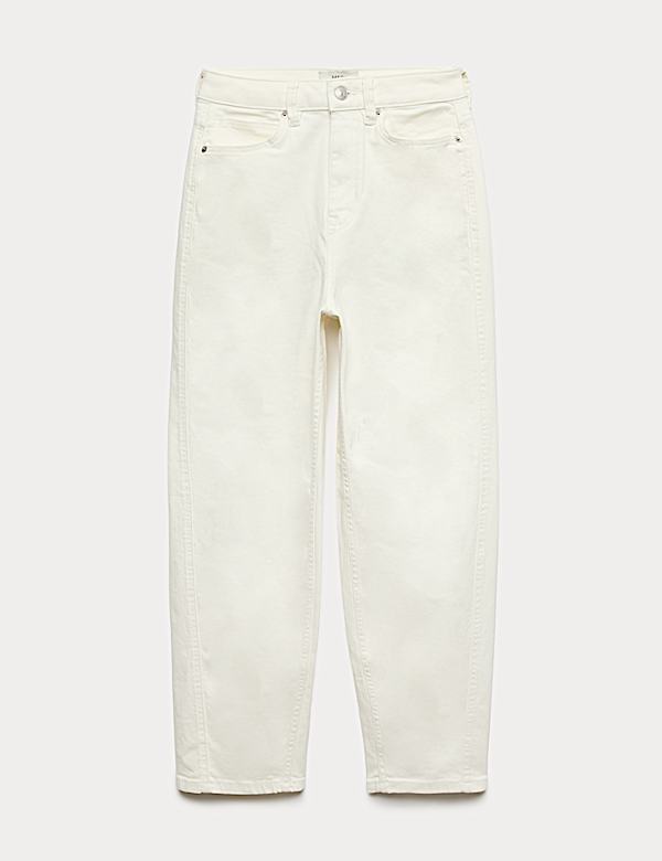 High Waisted Carrot Leg Ankle Grazer Jeans