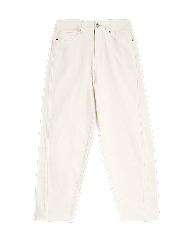 High Waisted Carrot Leg Ankle Grazer Jeans