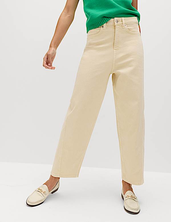 High Waisted Carrot Leg Ankle Grazer Jeans - US