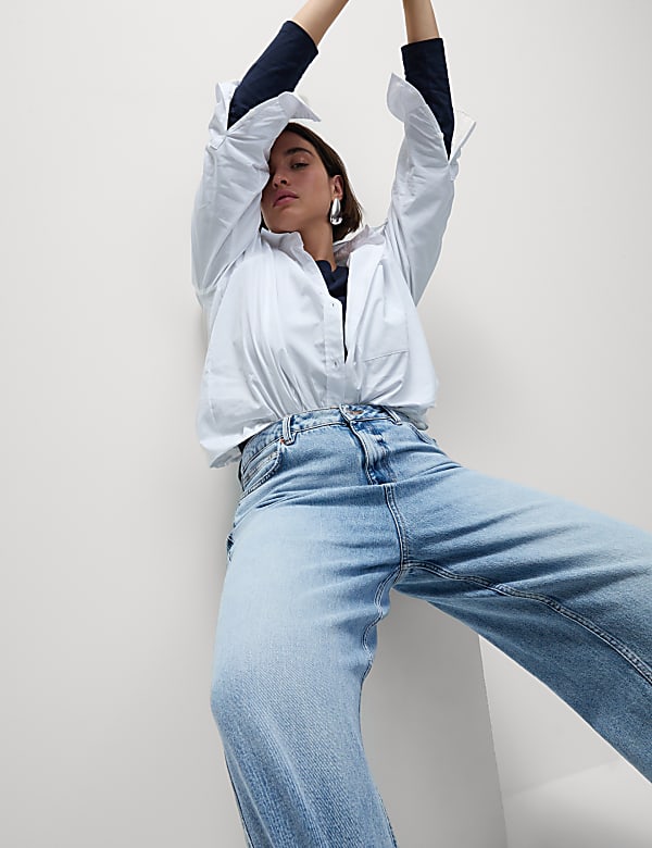 High Waisted Carrot Leg Ankle Grazer Jeans
