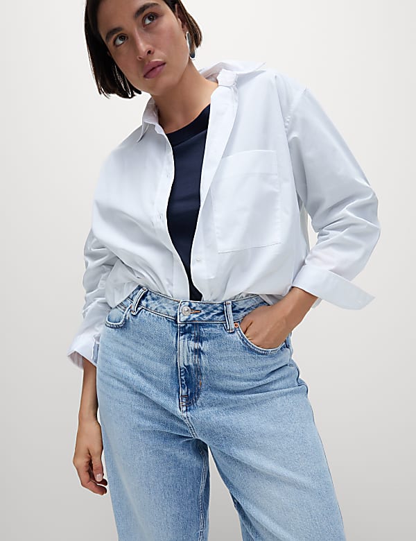 High Waisted Carrot Leg Ankle Grazer Jeans