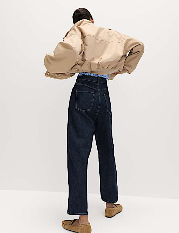 High Waisted Carrot Leg Ankle Grazer Jeans - US