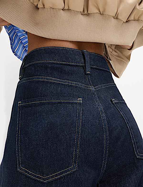 High Waisted Carrot Leg Ankle Grazer Jeans - US