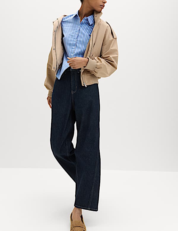 High Waisted Carrot Leg Ankle Grazer Jeans - US