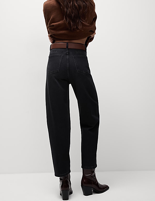 High Waisted Carrot Leg Ankle Grazer Jeans