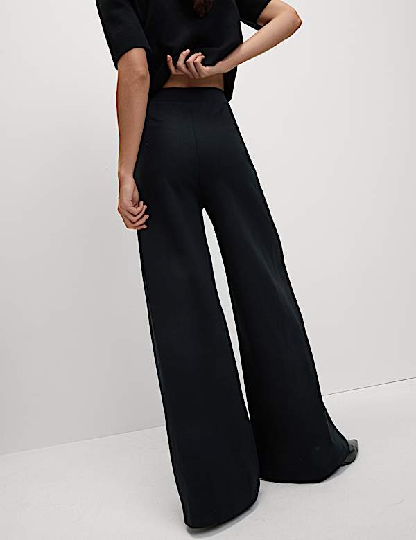 Ponte Elasticated Waist Palazzo Trousers - PT