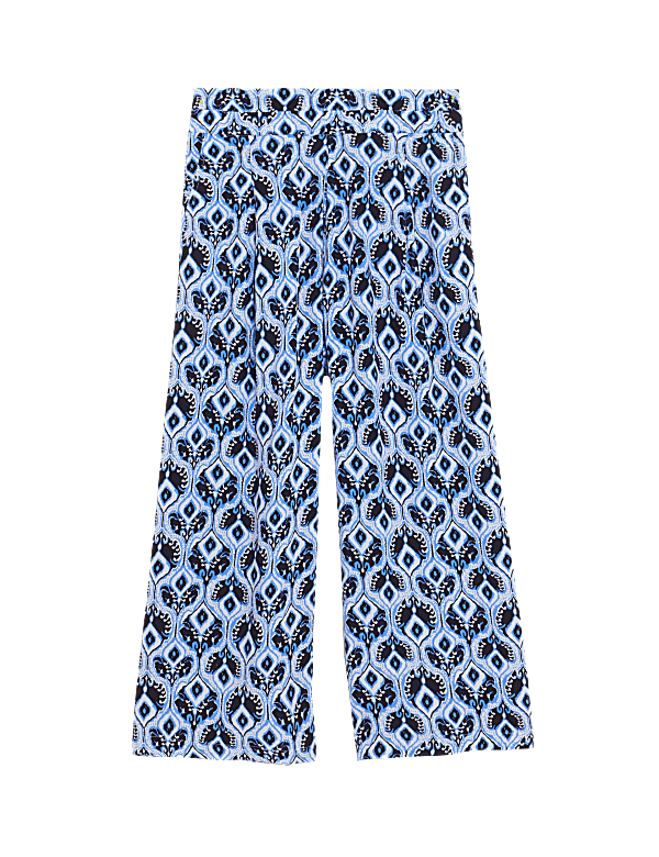 Printed Wide Leg Cropped Trousers