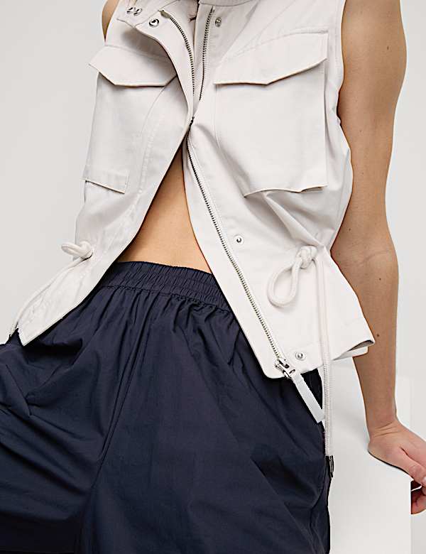 Pure Cotton Palazzo Cropped Trousers - ES