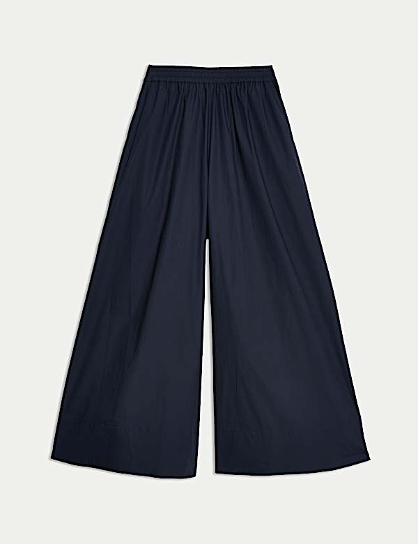 Pure Cotton Palazzo Cropped Trousers - ES