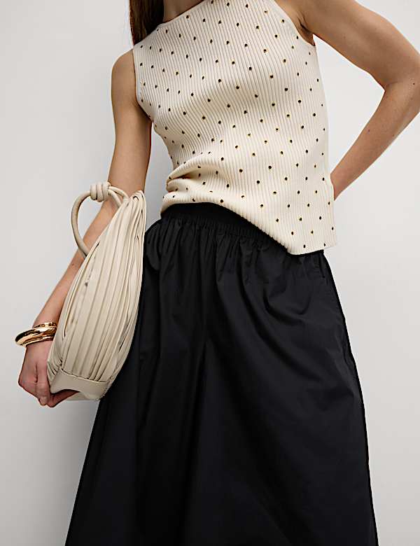 Pure Cotton Palazzo Cropped Trousers - CZ