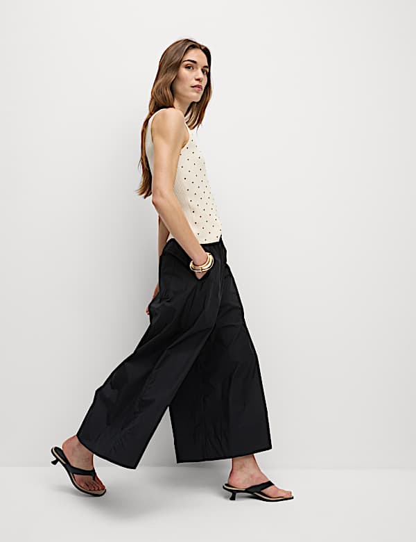 Pure Cotton Palazzo Cropped Trousers - CZ