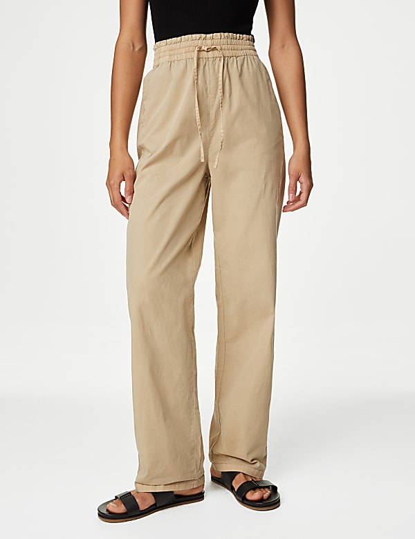 Pure Cotton Straight Leg Ankle Grazer Trousers