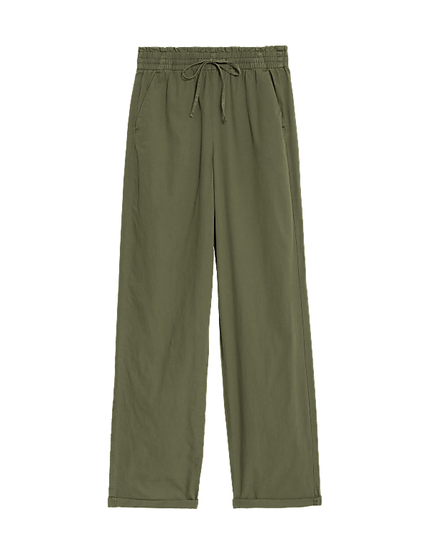 Pure Cotton Straight Leg Ankle Grazer Trousers