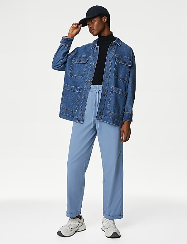 Ankle length denim jacket sales