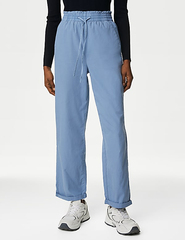 Pure Cotton Straight Leg Ankle Grazer Trousers