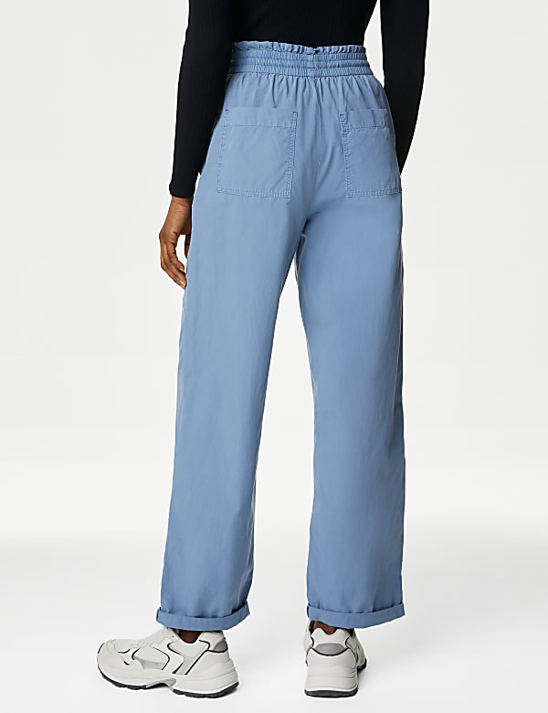Pure Cotton Straight Leg Ankle Grazer Trousers